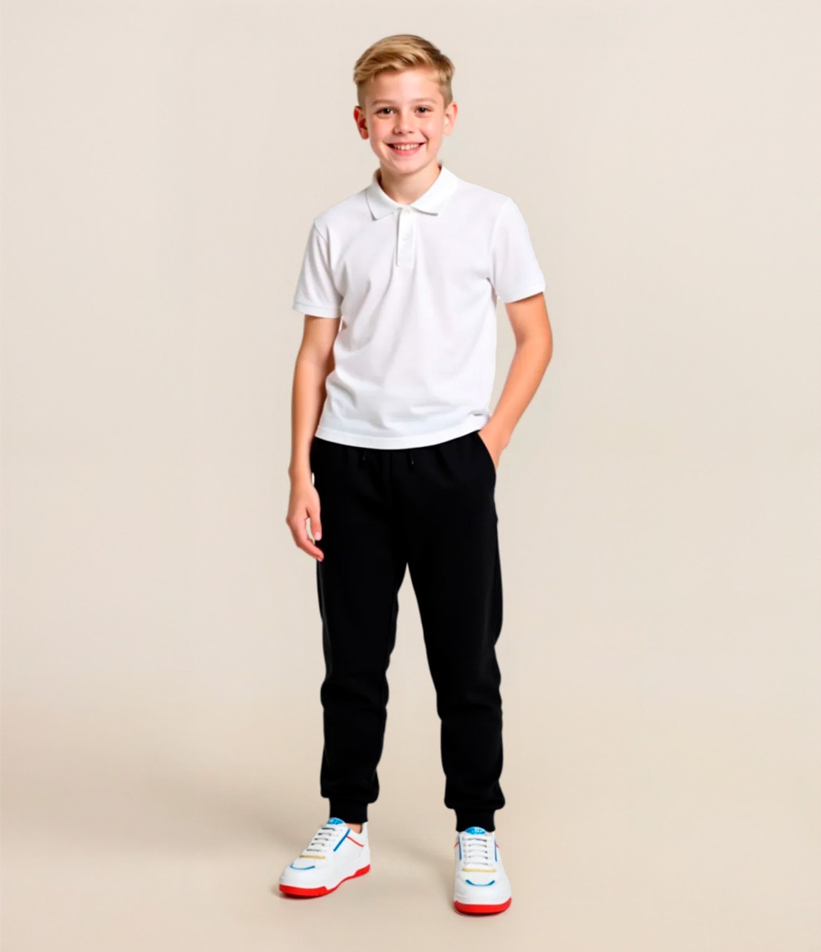 Calça Infantil em Moletom Básica - Tam 5 a 14 anos Preto 1