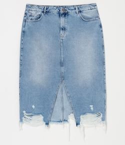 Saia Jeans Midi com Fenda Curve & Plus Size