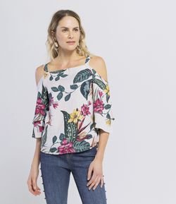 Blusa Floral Floral com Babados 