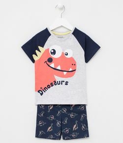 Pijama Infantil Estampada de Dinossauros - Tam 1 a 4 anos