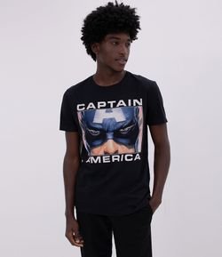 Camiseta Estampa Rosto Capitão América Estourado 