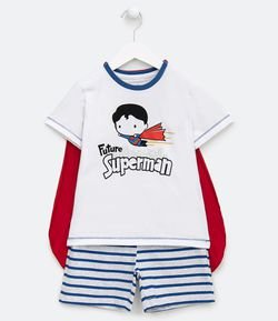 Pijama Infantil com Capa Estampa Mini Super Homem - Tam 2 a 4 anos