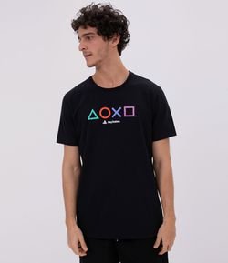Camiseta Estampa Playstation com Relevo 
