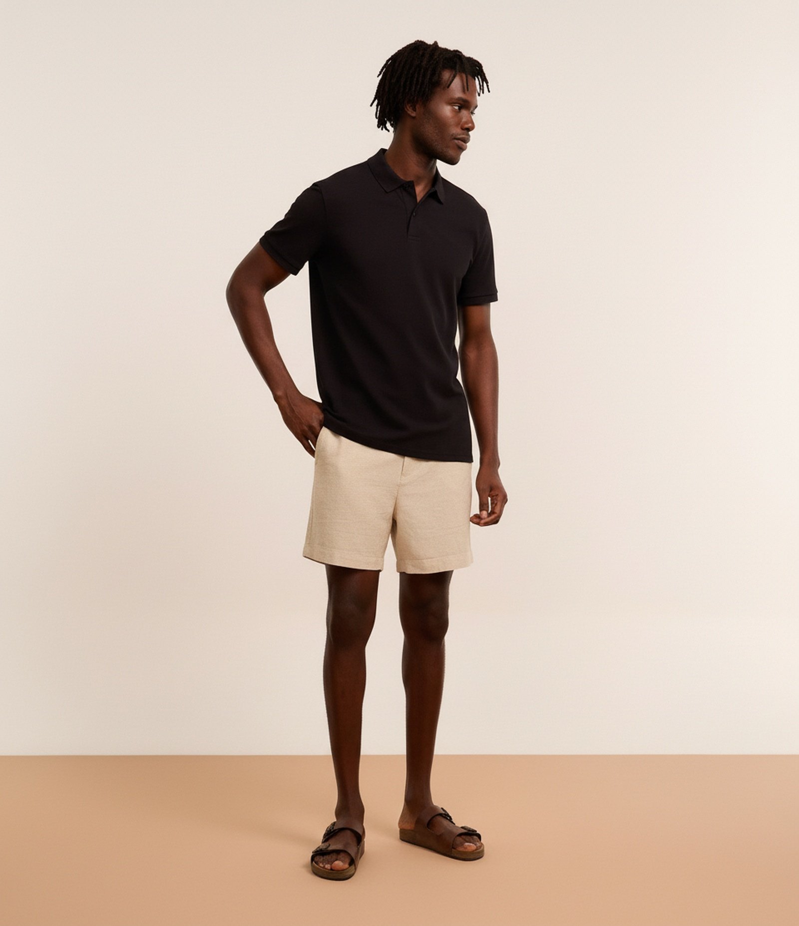 Camisa Polo Comfort em Algodão Peruano Preto 1