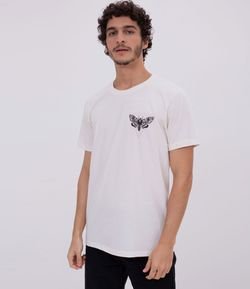 Camiseta Estampa Frente e Costas Mariposa e Caveira 