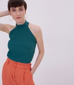 Regata em Viscose com Gola Alta