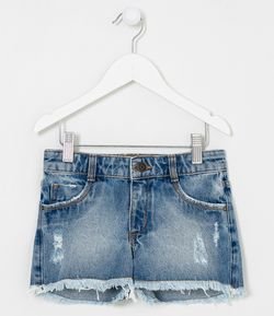 Short Infantil em Jeans com Barra Desfiada - Tam - Tam 5 a 14 anos