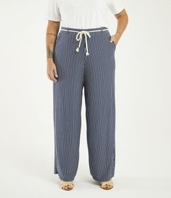 Calça Pantalona Listrada Curve & Plus Size