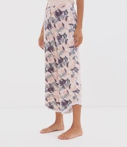 Pijama Calça Estampado Floral com Detalhe Renda