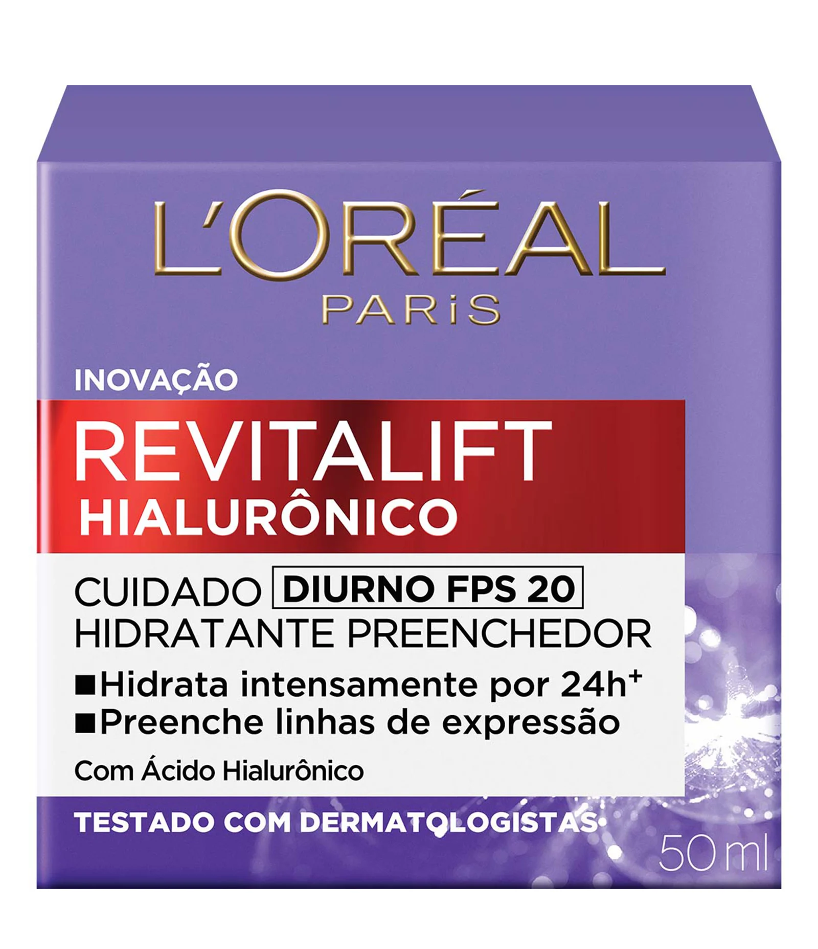 Creme Facial Anti-idade L'Oréal Paris Revitalift Hialurônico Diurno FPS 20, 49g 50ml 1