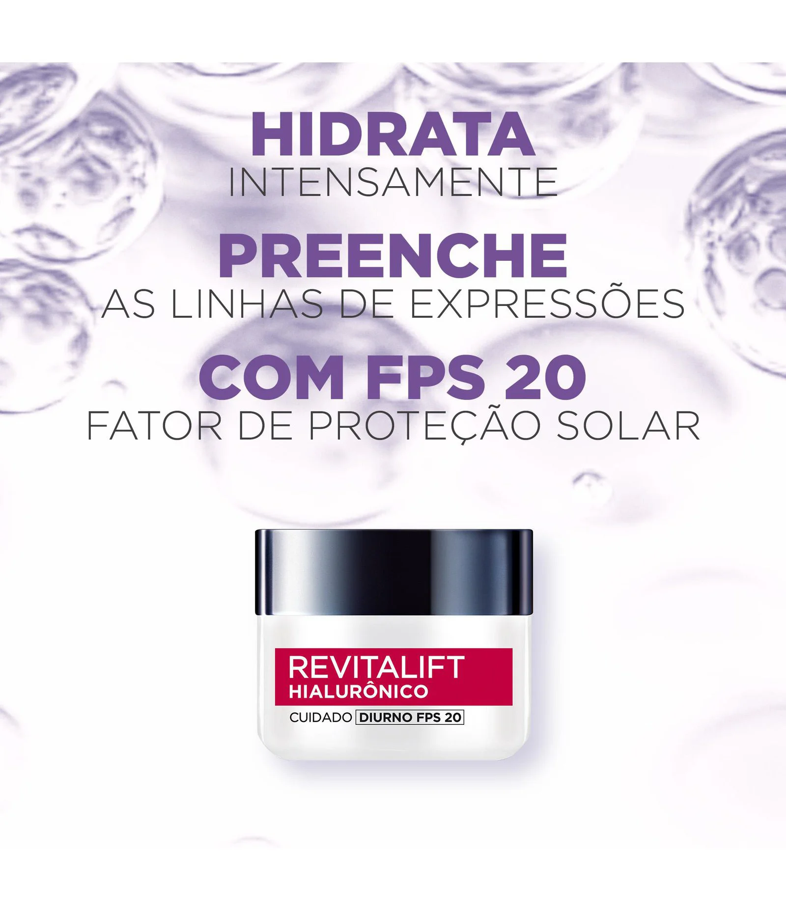 Creme Facial Anti-idade L'Oréal Paris Revitalift Hialurônico Diurno FPS 20, 49g 50ml 5