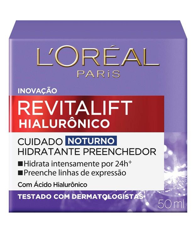 Creme Facial Anti-idade L'Oréal Paris Revitalift Hialurônico Noturno, 49g 50ml 1