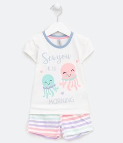 Pijama Infantil Estampa de Águas-vivas - Tam 1 a 4 anos