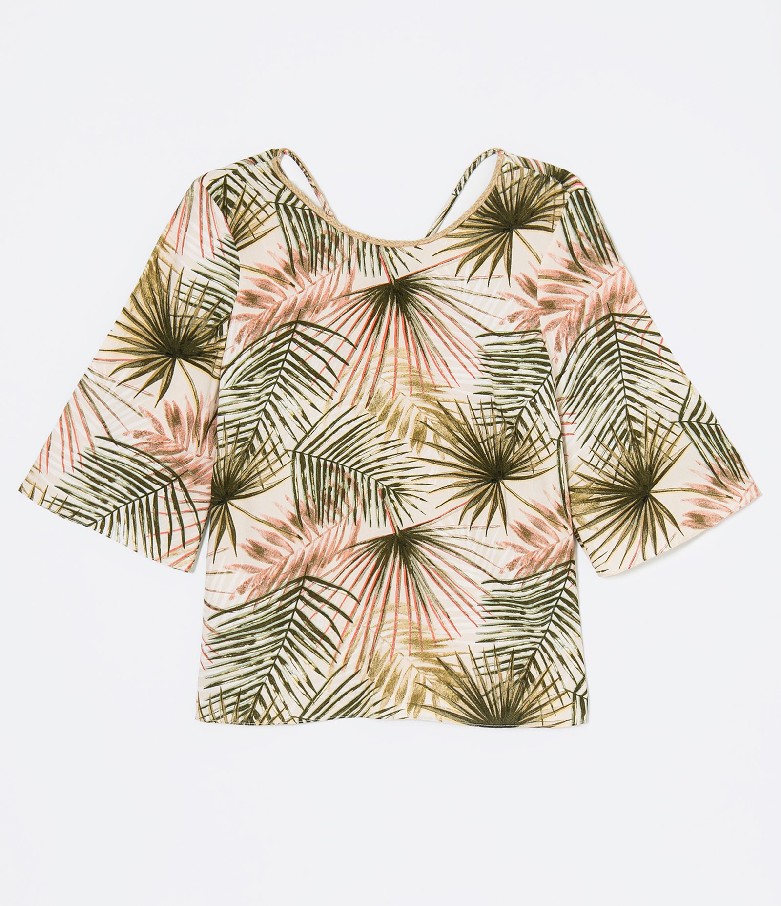 Blusa Estampada com Folhagens  Bege 4