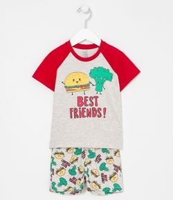 Pijama Infantil Estampa Hamburguer e Brócolis - Tam 1 a 4 anos