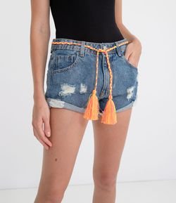 Short Jeans com Cinto em Neon 