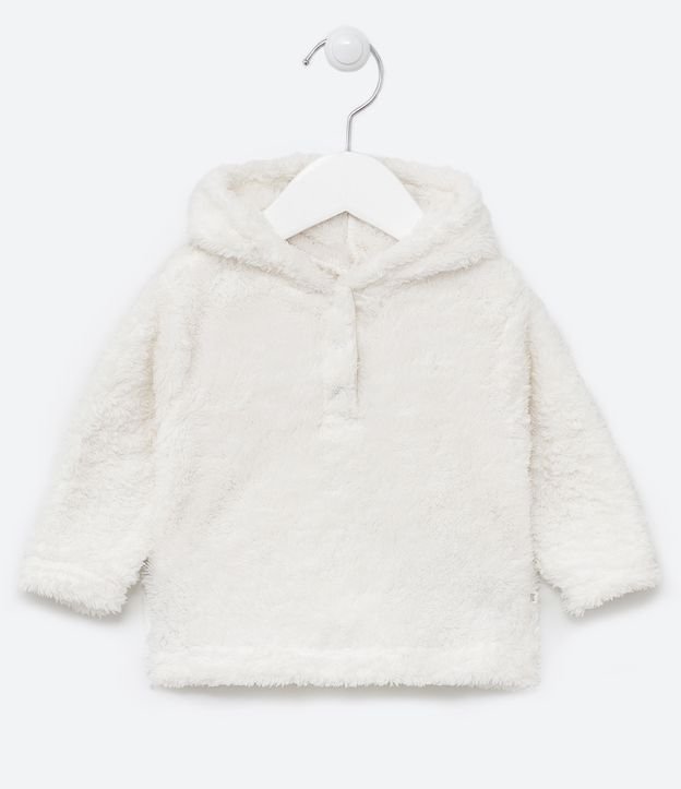 Blusão Infantil em Fleece com Capuz e Orelhinhas - Tam 0 a 18 meses