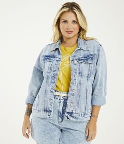 Jaqueta Jeans Marmorizada Curve & Plus Size