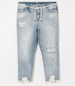 Calça Boyfriend Jeans com Cinto Corda Curve & Plus Size