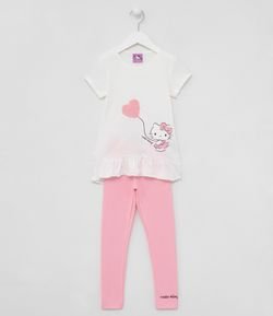 Conjunto Infantil Blusa Estampa da Hello Kitty e Calça Legging - Tam 1 a 6 anos