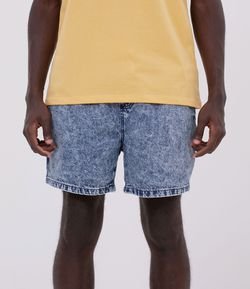 Bermuda Marmorizada em Jeans com Amarração 