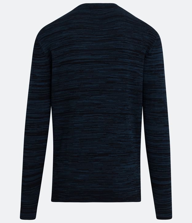 Suéter Regular Básico em Algodão com Efeito Rajado Azul 7