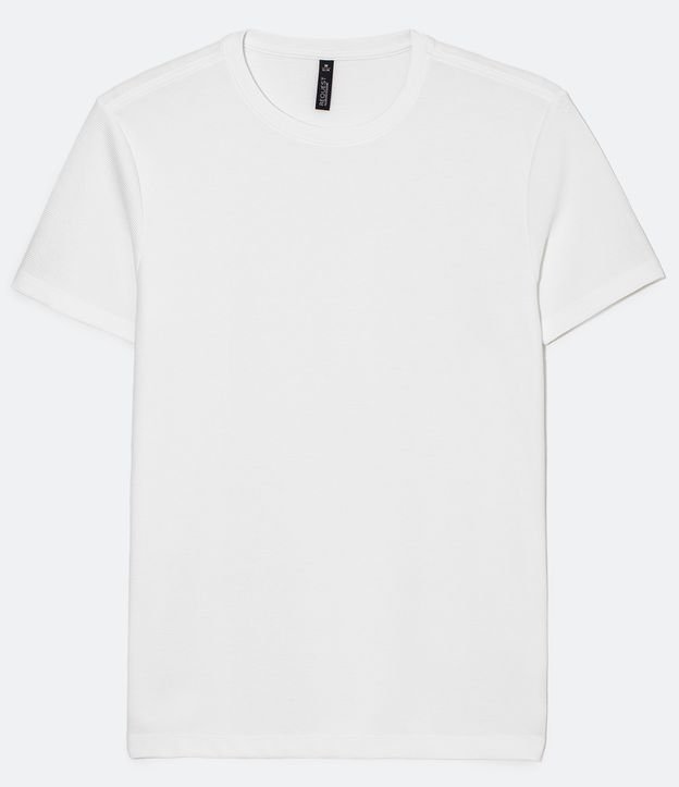 Camiseta Slim em Algodão Peruano com Textura Canelada Branco 5