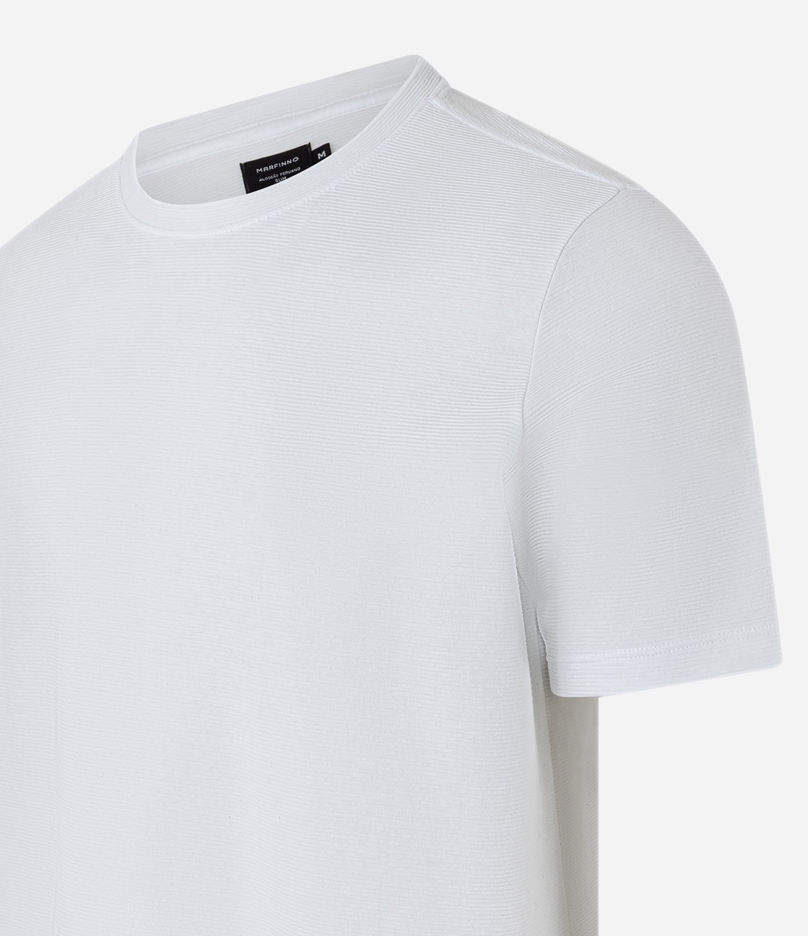 Camiseta Slim em Algodão Peruano com Textura Canelada Off White 10