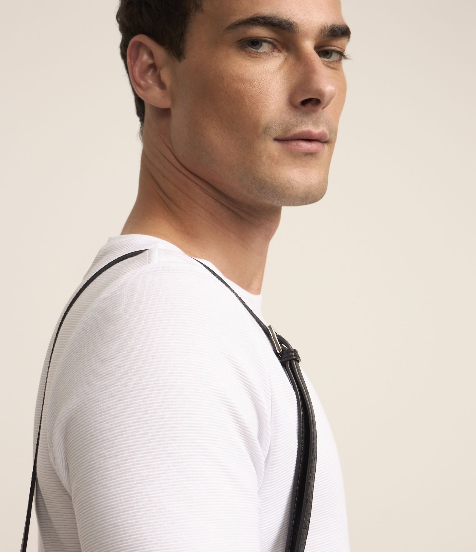 Camiseta Slim em Algodão Peruano com Textura Canelada Off White 5