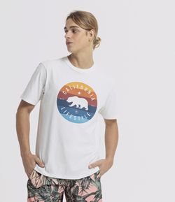 Camiseta Estampa Urso Circulo Solares Lettering California 