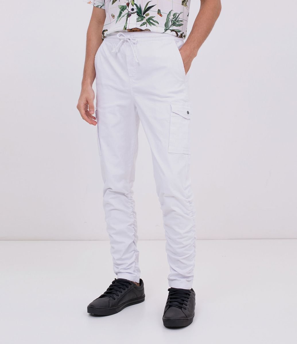 Calça Jogger Cargo em Sarja Branco - Renner