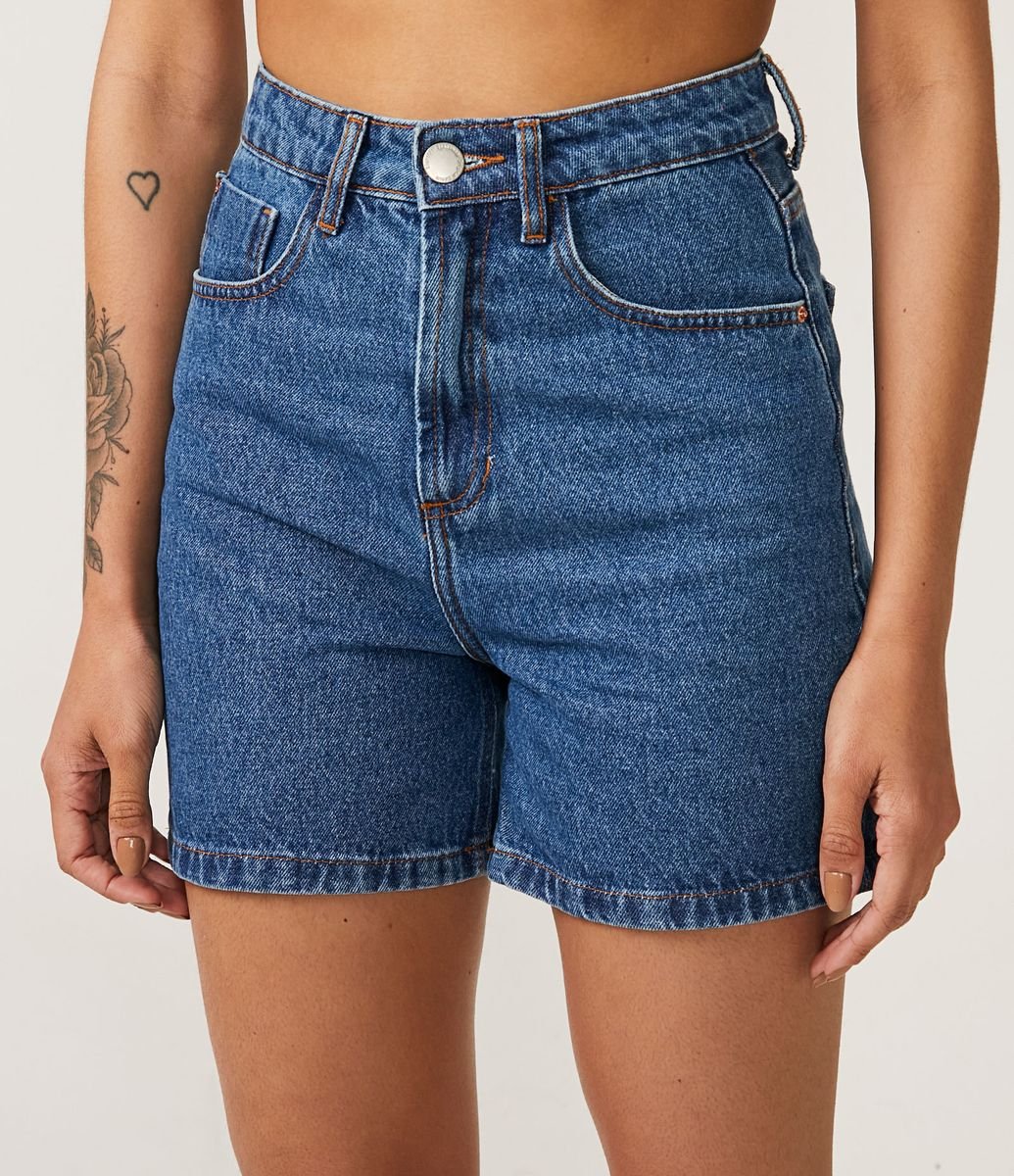 shorts cintura alta jeans renner