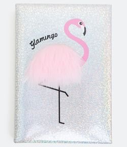 Caderno Estampa de Flamingos com Pompom