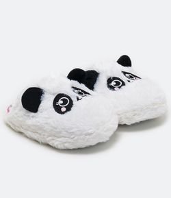 Pantufa Infantil com Bordado Panda - Tam 29 a 36