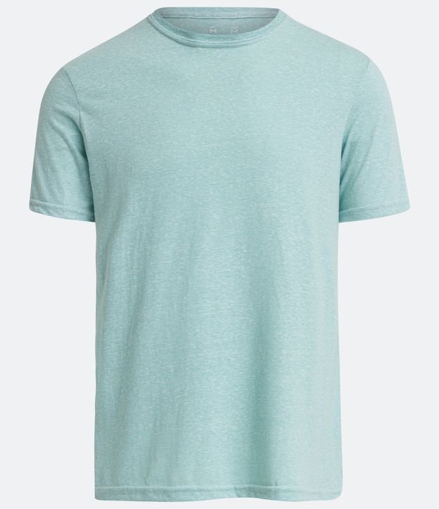 Camiseta Regular em Algodão e sem Estampa Azul 7