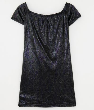 vestido metalizado renner