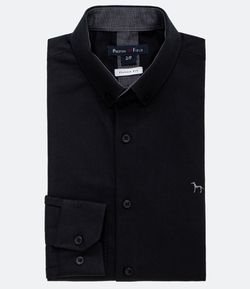 Camisa em Algodão com Bordado e Manga Longa