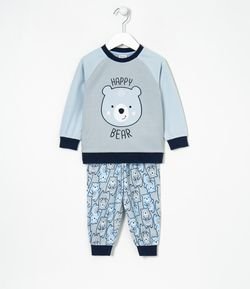 Pijama Infantil em Fleece Estampa Ursinho - Tam 1 a 4 anos