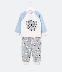 Pijama Infantil em Fleece Estampa de Coala - Tam 1 a 4 anos