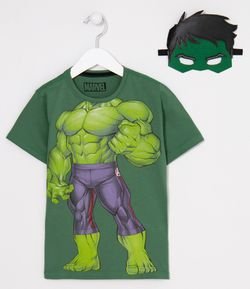 Camiseta Infantil Estampa do Hulk com Máscara - Tam 4 a 8 anos