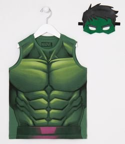 Regata Infantil Estampa Corpo do Hulk com Máscara - Tam 4 a 8 anos