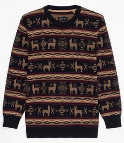 Suéter em Tricô Estampa Lhamas 