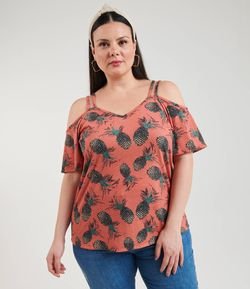 Blusa Estampada com Abacaxis Curve & Plus Size