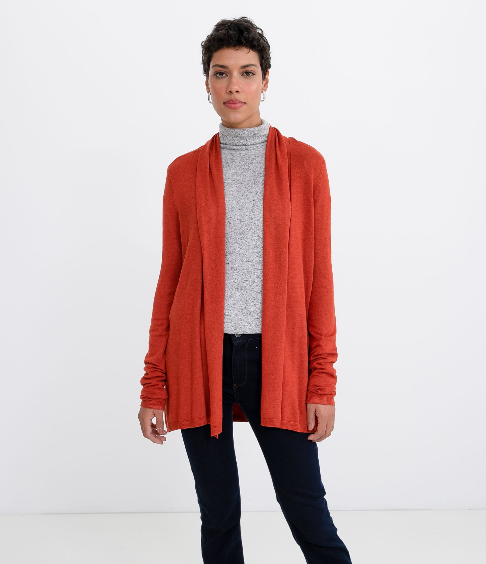 Cardigan Básico em Tricô Sem Fechamento 1