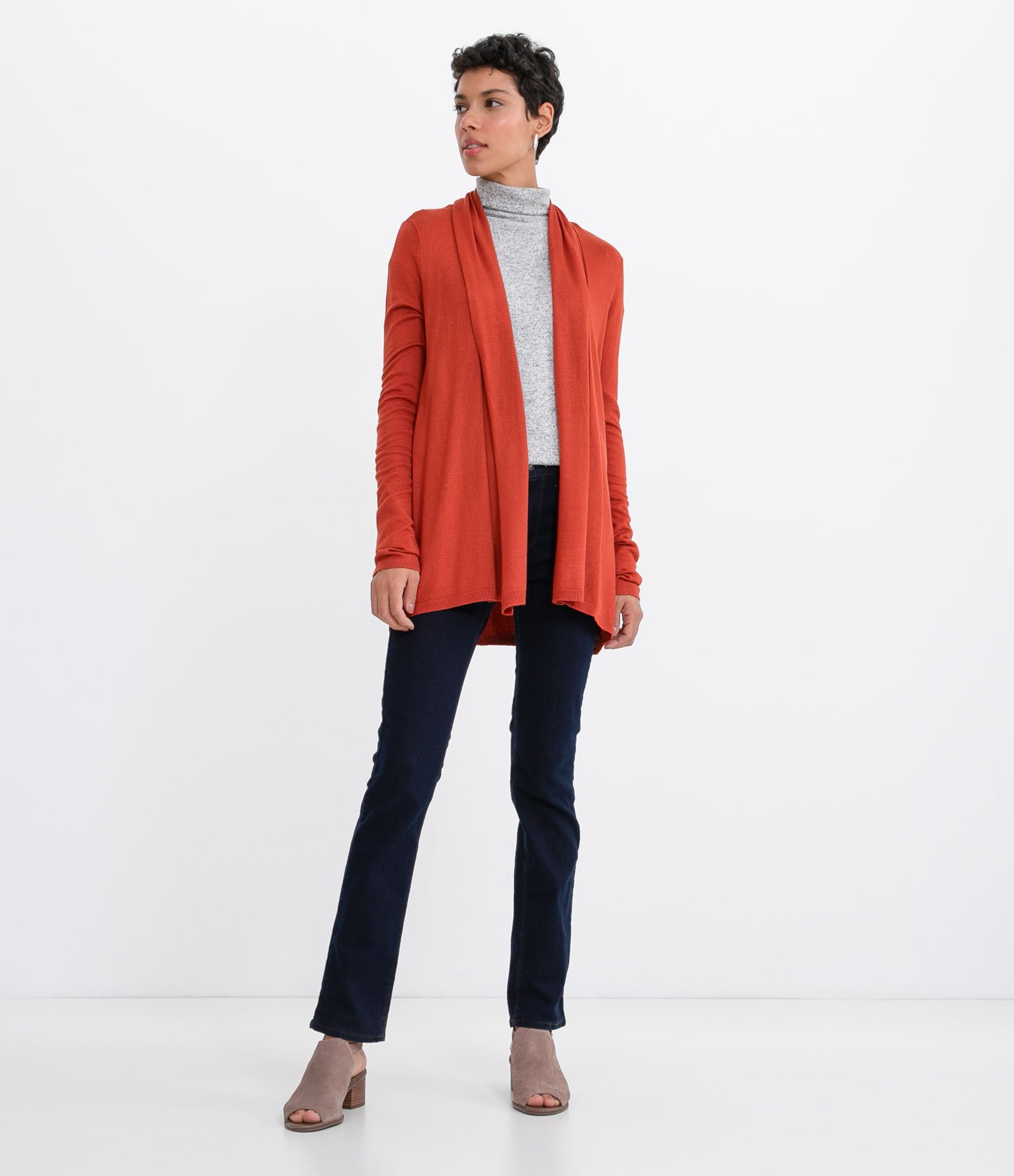 Cardigan Básico em Tricô Sem Fechamento 5