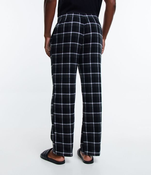 Calça de Pijama em Algodão com Estampa Xadrez Preto 3