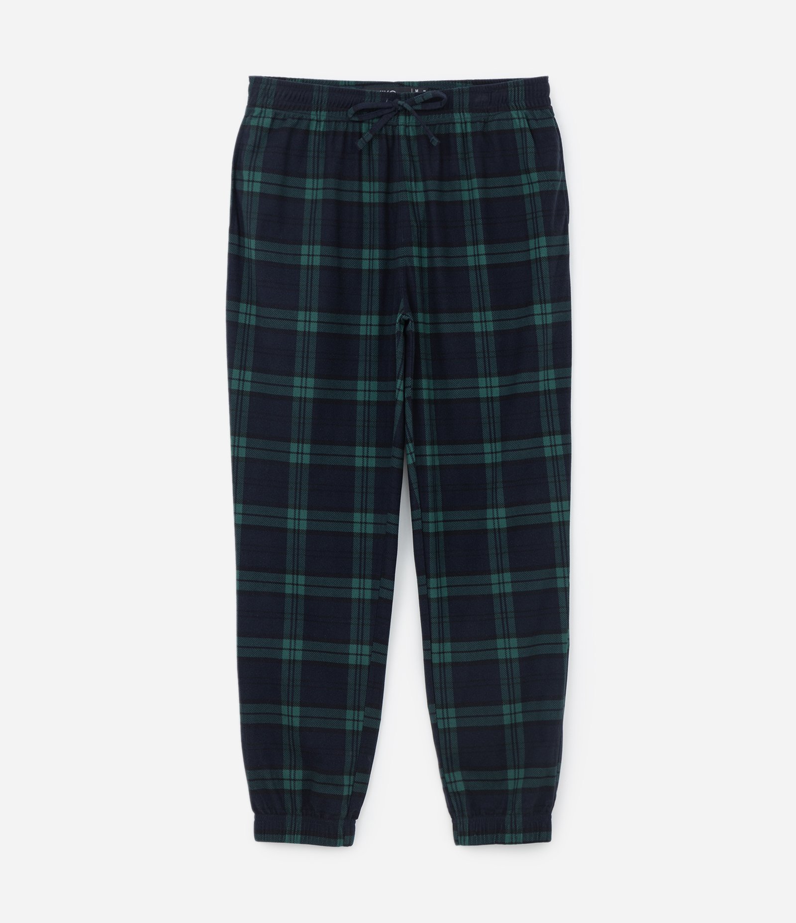 Calça de Pijama com Cós Elástico e Estampa Xadrez Azul 5