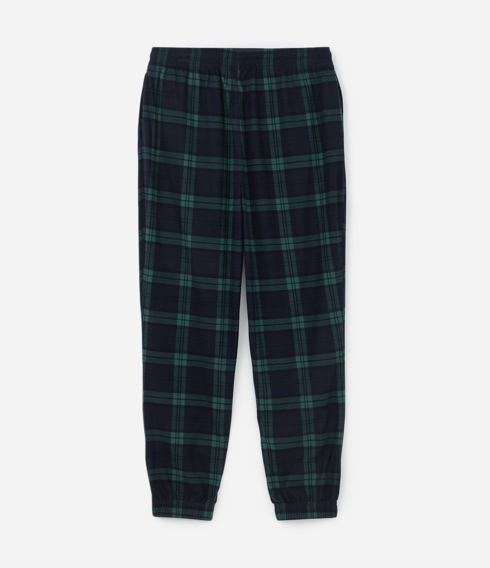 Calça de Pijama com Cós Elástico e Estampa Xadrez Azul 6