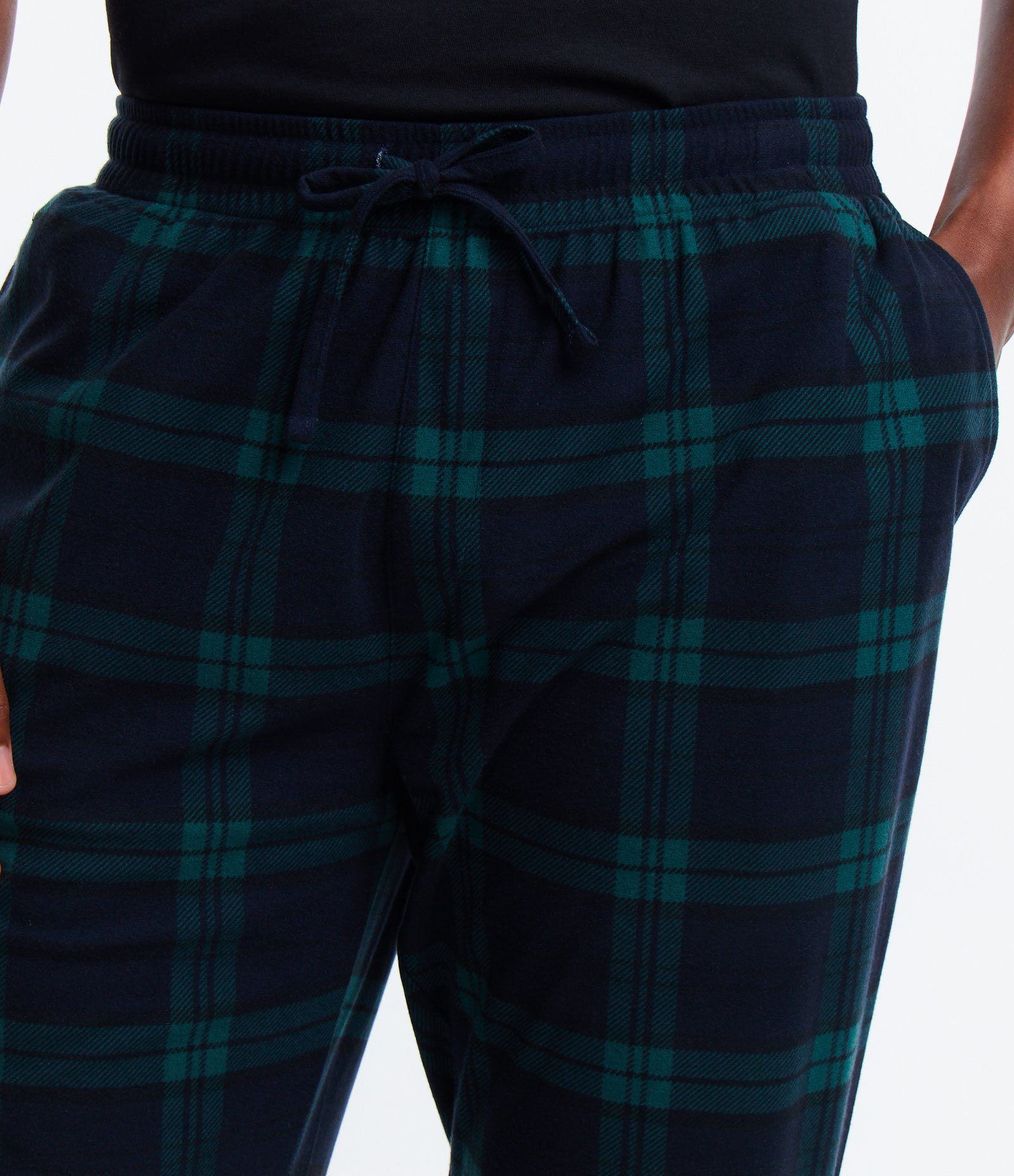 Calça de Pijama com Cós Elástico e Estampa Xadrez Azul 4
