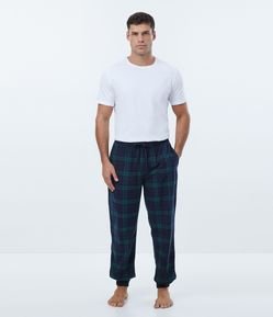 Pantalón de Pijama en Franela Cuadrillé con Puño